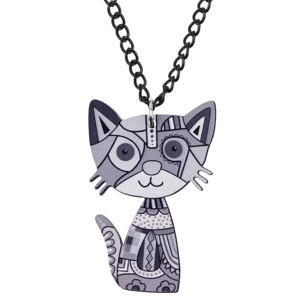 Bonsny Statement Acrylic Anime Kitten Cat Necklace Pendant Chain Choker Collar Animal Jewelry For Women Girls Pet Lovers Gift | Украшения и