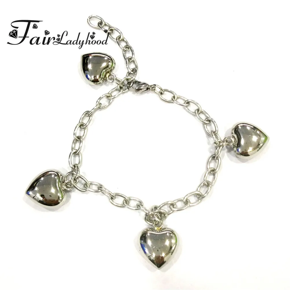 

FairLadyHood из нержавеющей стали сердечко серебряного цвета браслет с подвеской для женщин ювелирные изделия для вечеринок Мода Пара/подарок для влюбленных