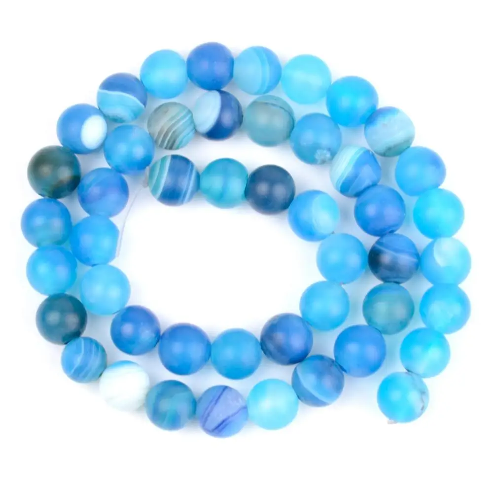 Matte Blue Agate Бусины из натурального камня Круглые микс тусклые полированные Агаты бусины из яшмы свободные бусины для изготовления ювелирных изделий 4-10 мм Diy браслет 15" - Цвет: Matte Blue Agate