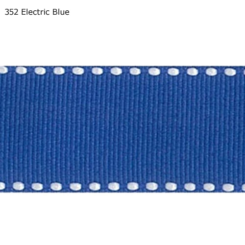 

1" inch 25mm white double stitched Electric Blue grosgrain ribbon