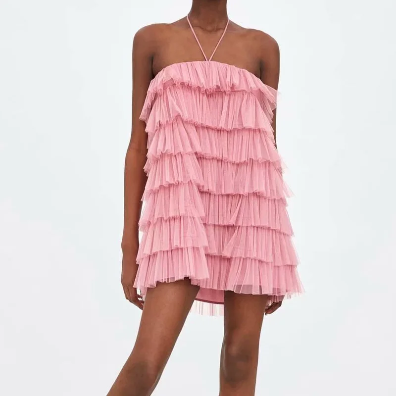 Летнее женское платье повседневное однотонное декоративное складное Марлевое