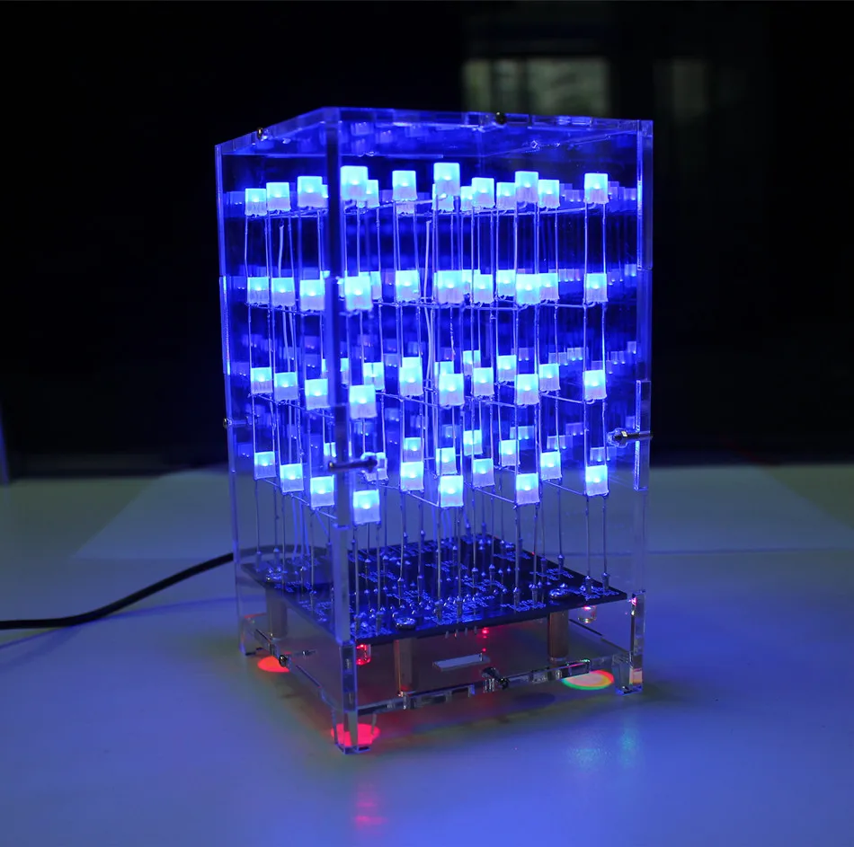 4 светодио дный 4X4 светодиодный кубический свет набор 3D DIY комплект электронный