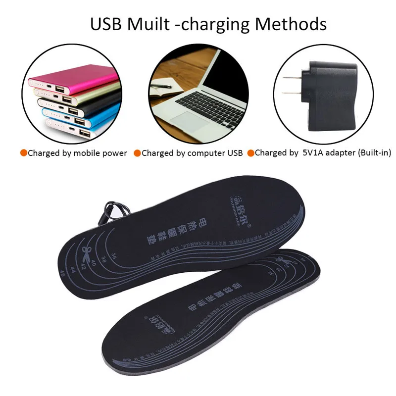 Новые электрические стельки с подогревом и зарядкой от usb, стельки с питанием от нагревания, зимние теплые стельки для ног, обувь, стелька из материала EVA, можно резать