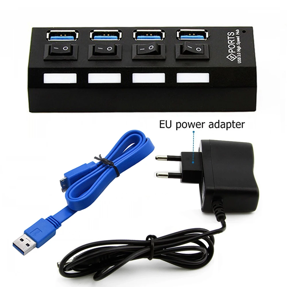 

Mini USB 3.0 Hub 4 Ports 5Gbps High Speed Hub USB Portable USB Hub With On/Off Switch USB Splitter Adapter Cable For PC Laptop