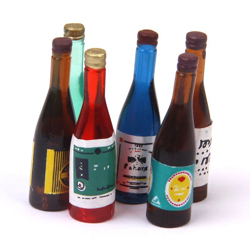 1:12 Miniature Doll House Bottles Wine 6 Piece Play Games Furniture DIY Handmade Accessories |