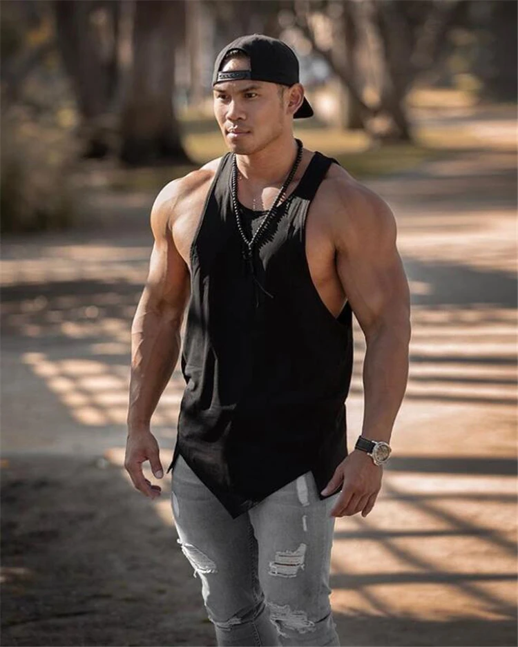 

Muscleguys Brand Fitness Men Tank Tops Canotta Bodybuilding Clothes Cotton Sleeveless Shirt Gyms Stringer Tanktop Muscle Vest