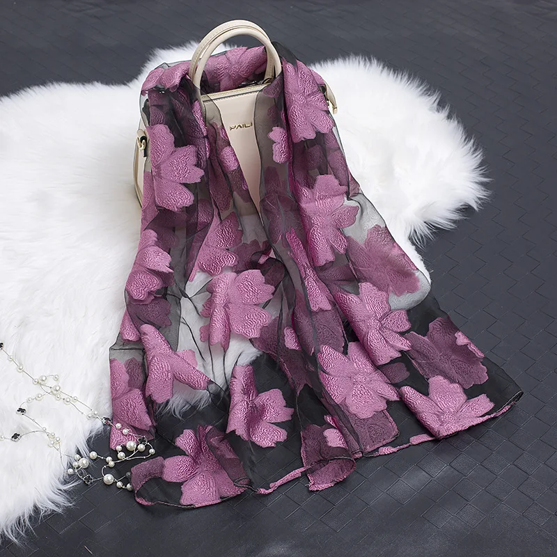 Fashion New Spring Summer Scarf Women Embroidery Floral Shawl Cut Eugen Beach Pashmina Vintage Muslim Gift Free Shipping |