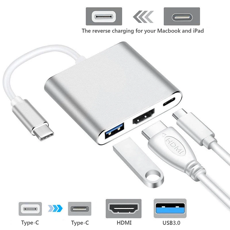 Новинка 2019 type C к USB 4K HDMI 3 0 в 1 концентратор адаптер для Apple Macbook Android мобильный