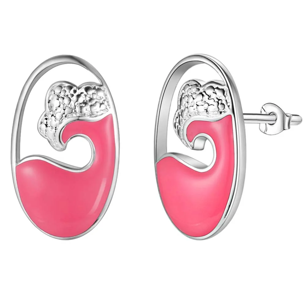 Ярко розовый высокое качество Серебряные Серьги для женщин ювелирные изделия