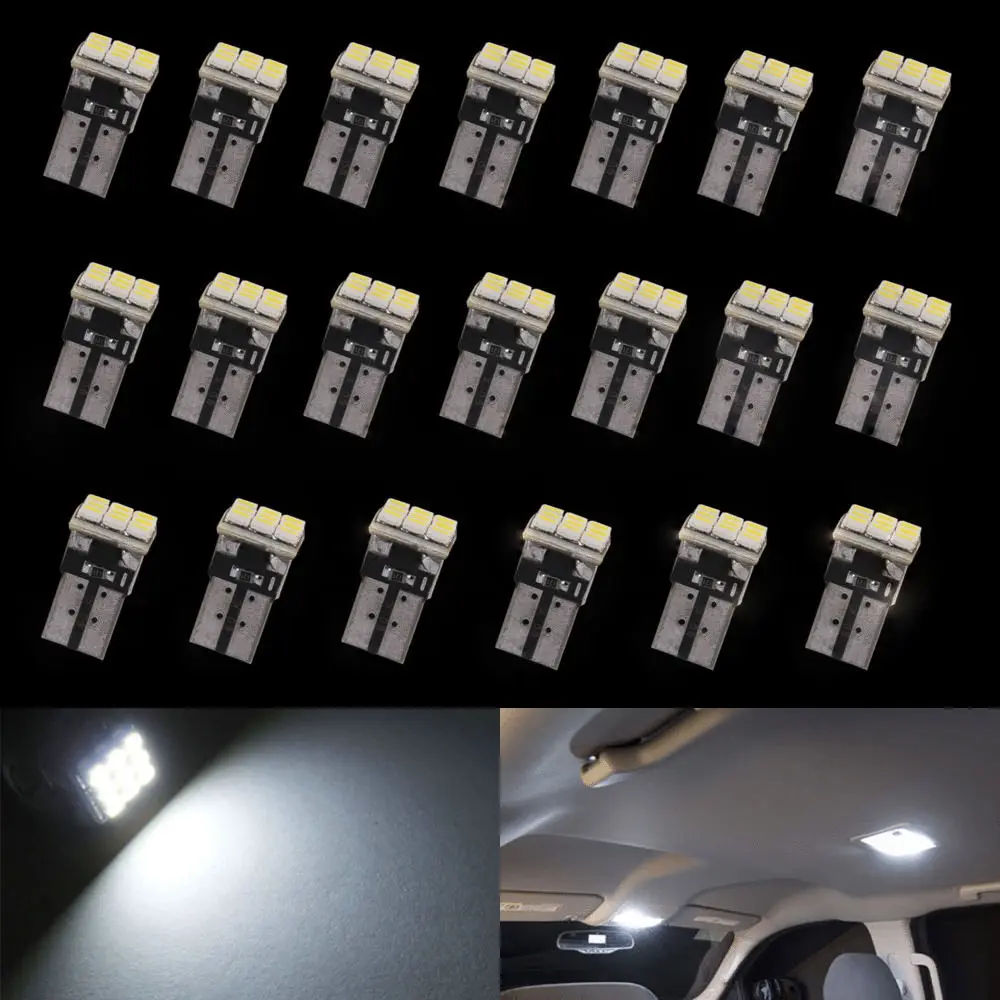 

10 PCS Super White T10 Wedge 9-SMD Interior LED Light bulbs W5W 194 168 2825 158 Error Free
