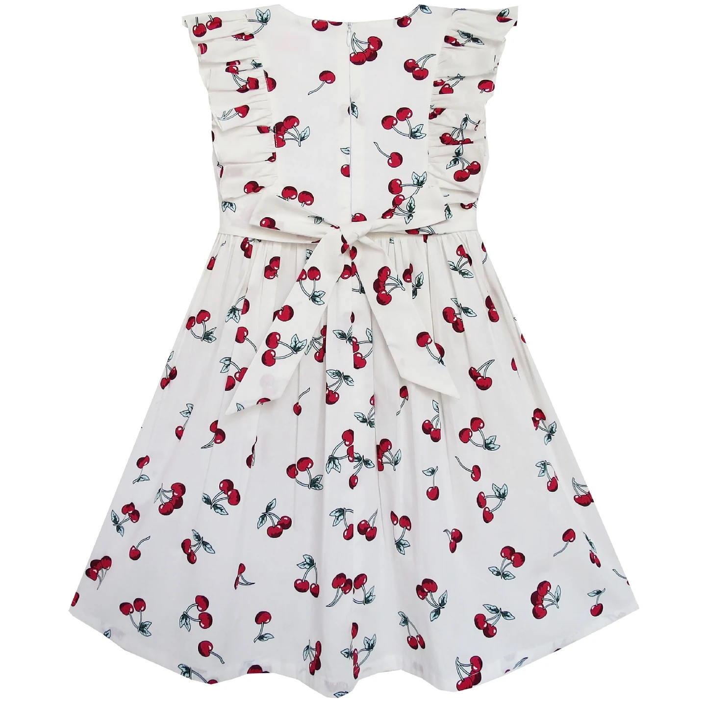 Flower Girl Dress Bow Tie Cherry Fruit Overlap Design Red Cotton 2020 Summer Princess Wedding Party Dresses Children Clothes | Детская