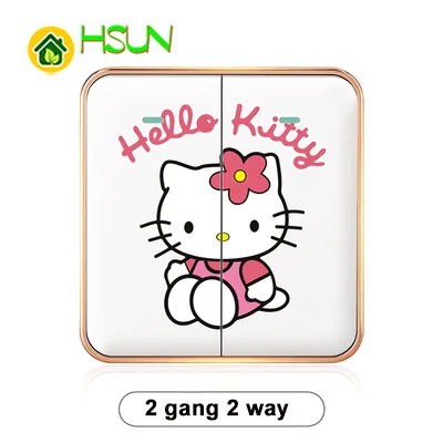 Тип 86 рисунком из мультфильма переключатель рисунок «Hello Kitty» гнездо, на возраст 1, 2, 3, 4, 1 канал, 2 варианта ividuality творчество декоративная панель 1 3 5 отверстий розетка - Цвет: 2gang 2way