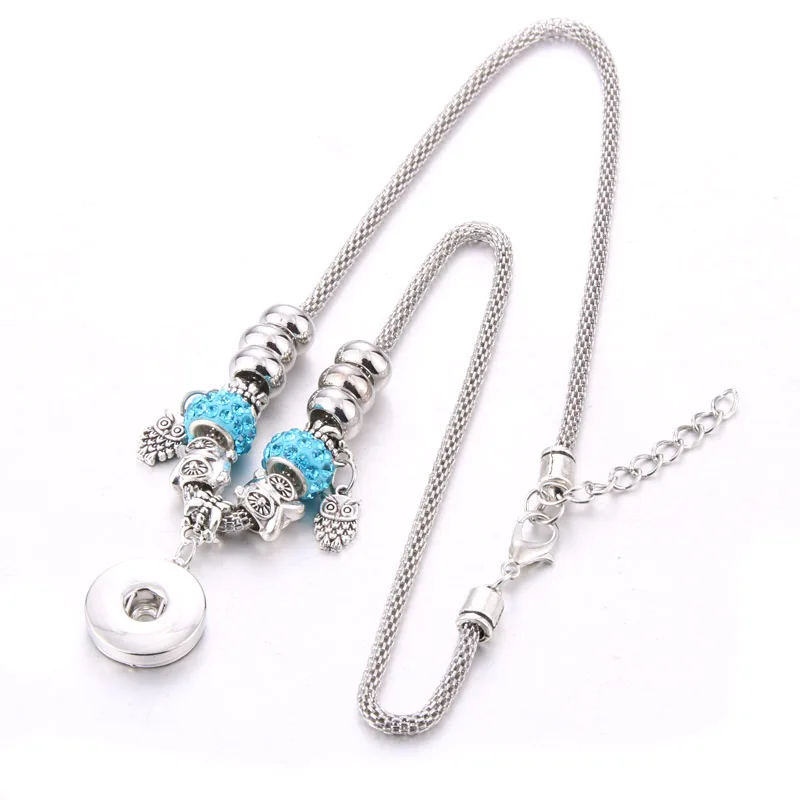 New Snap Button Jewelry Owl Pendant Necklace Charms Snake Chain Lobster buckle Handmade Beaded fit 18mm button | Украшения и