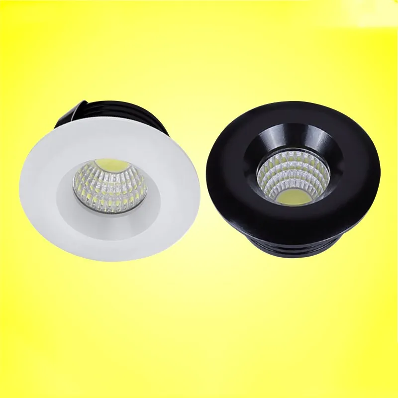 Dimmable 3 Вт 5 круглый COB мини точечный встраиваемый светильник белый корпус черный
