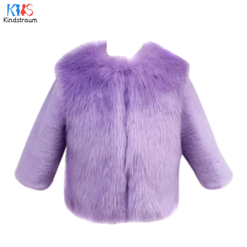 

Kindstraum 2017 Girls Imitation Fur Coats High Quality Children Fox Fur Jackets Winter Thick O-Neck Wear for Kids,RC1477