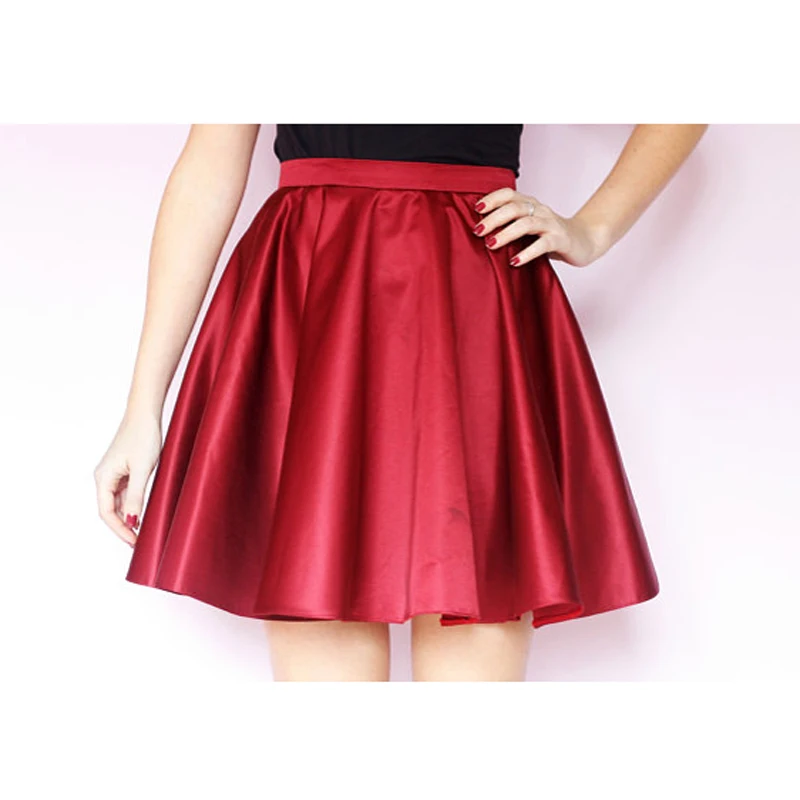 

High Waisted Marsala Short Skirt Red Circle Skater Skirt Custom Made Vintage Burgundy Lolita Mini Faldas Saia Any Sizes Colors