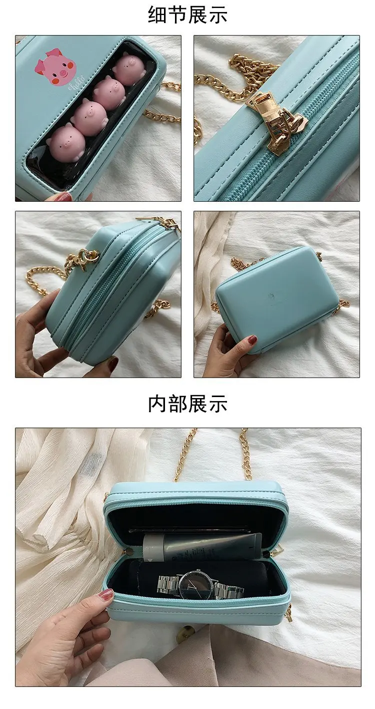 Летние новые модные сумки для женщин pu кожаные сумки женские повседневные Мультяшные цепи женская сумка-мессенджер сумки на плечо