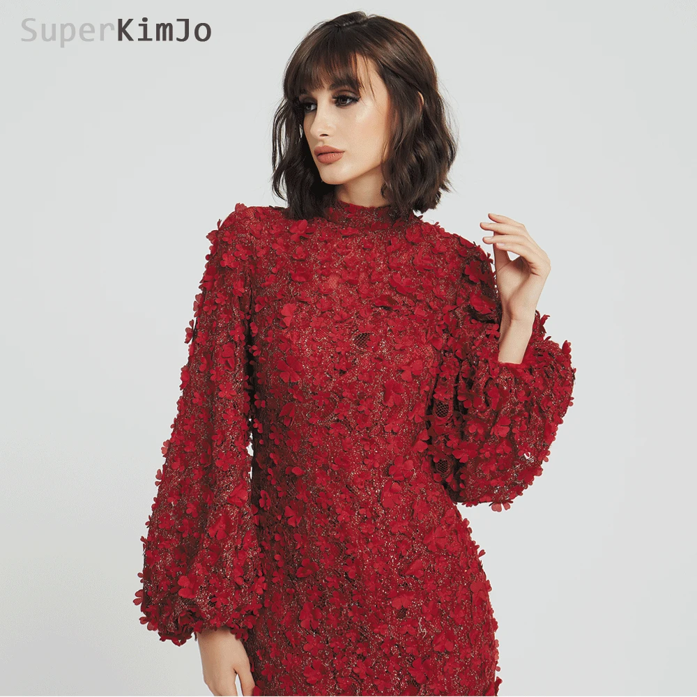 SuperKimJo с длинными рукавами бордового цвета элегантные вечерние платья в арабском