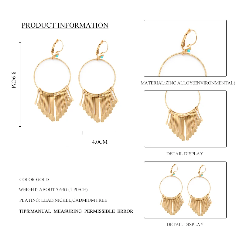 Wild &amp Free Boho золотые серьги с металлическими кисточками открытым носком для