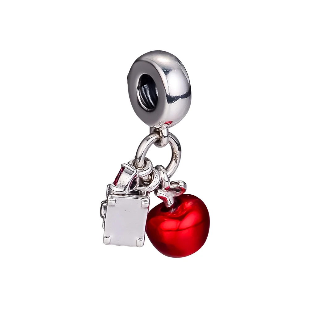 

Fits for Pandora Charms Bracelets Snow White's Apple & Heart Beads 100% 925 Sterling Silver Jewelry Free Shipping