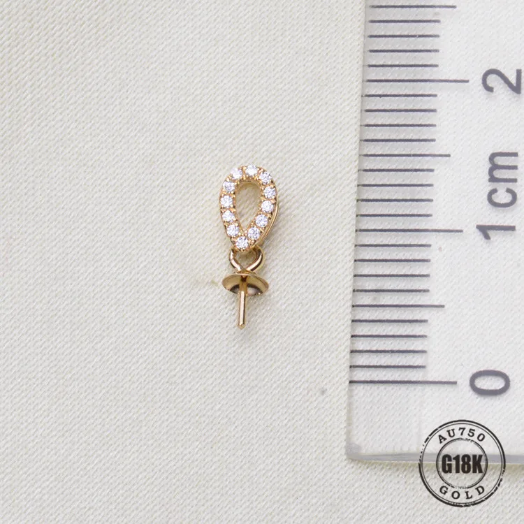 

Luxury genuine G18K Gold Accessories Fashion Pearl Pendant Settings Findings Pendant Mountings Women Accessories Female Jewwelry