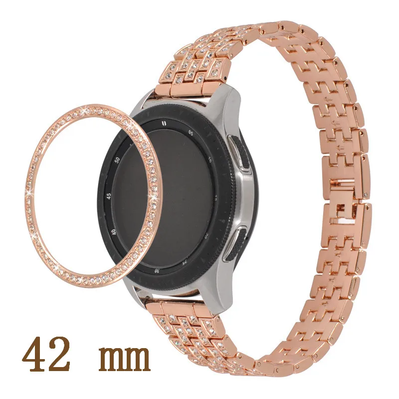 Gold (only ring) 42/46 мм металлический ободок Алмазная стальная шкала кольцо для samsung Galaxy часы кольцо клейкая крышка против царапин Смарт часы аксессуары - Цвет: Gold (only ring)