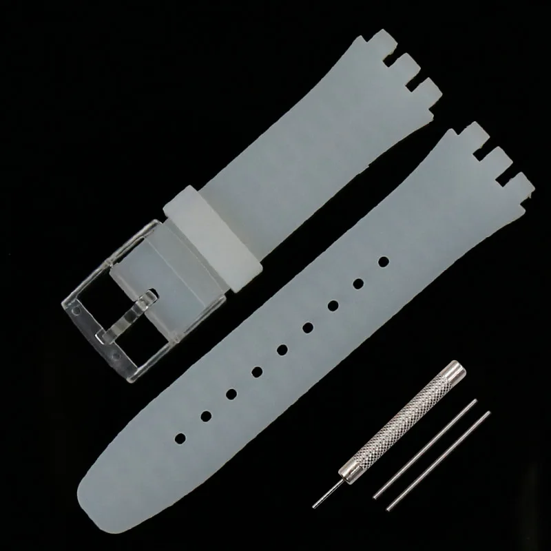 Пряжка 20 мм силиконовый ремешок для мужчин для Swatch SUSB401SUSW402SUSN400SUSL400 резиновый ремешок водонепроницаемый браслет для часов - Цвет ремешка: Transparent
