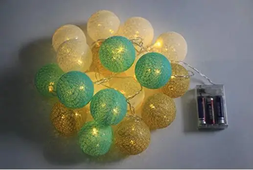 2 5 м 20 LED мятно зеленый золотой ватный шарик гирлянда на батарейках Открытый Сад