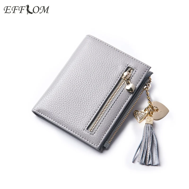 Real Genuine Leather Wallet Women Luxury Brand Cute Fringe Small Short Ladies Purses Zipper Coin Purse Pouch Card Holder | Багаж и сумки