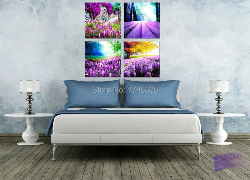 4 шт. домашний декор Настенная картина для гостиной спальни с принтом лаванды