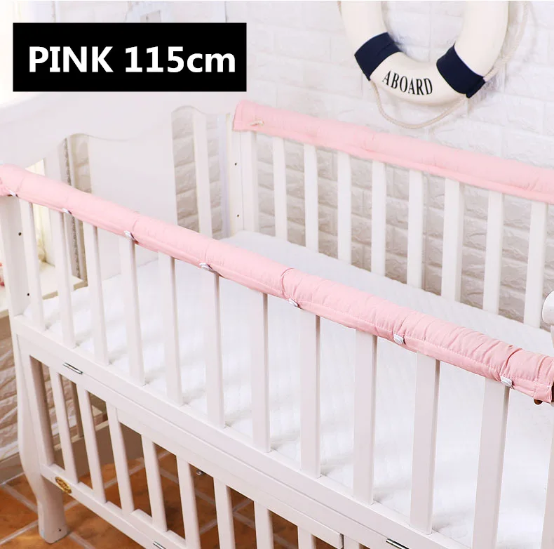 Pink 115cm 2 шт./набор, однотонный цветной бампер для детской кроватки, утолщенная детская прикроватная Защитная планка, защита от столкновений, защитная планка для младенцев - Цвет: Pink 115cm