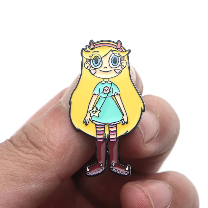 Star butterfly Magic Stick Wand cute Zinc alloy pins badges para shirt bag clothes cap backpack shoes brooches for women E0355