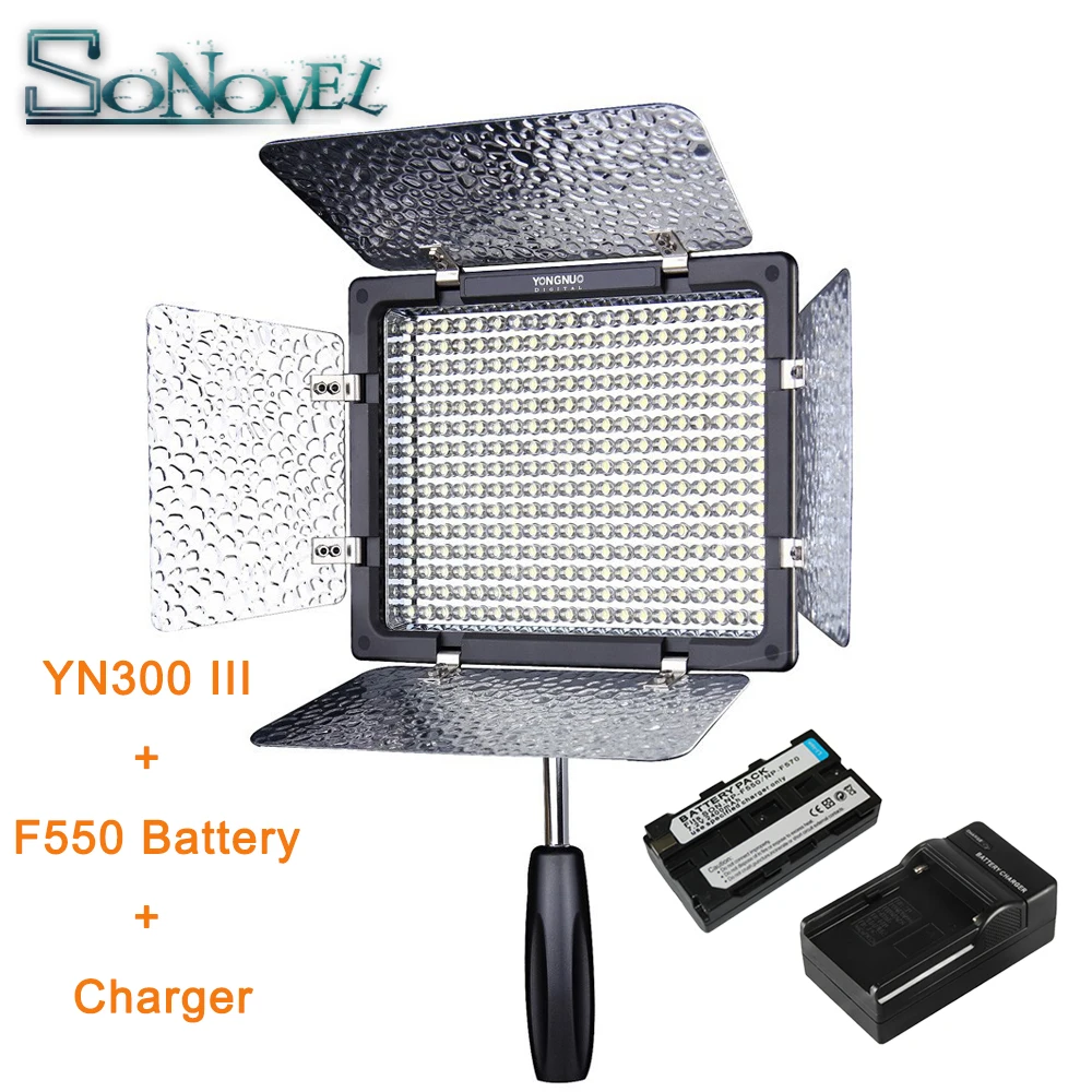 

YongNuo YN300 III YN-300 lIl 3200K-5500K Pro LED Video Light NP-F550 Battery & Charger for Sony Canon Nikon Camera DC Camcorder