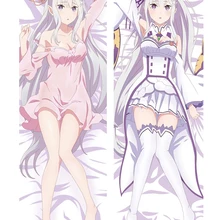 Короткая футболка с героями из японского аниме «Re Zero kara Hajimeru Isekai Seikatsu Эмилия обниматься тела Чехол замороженная Эльза и Анна постельные принадлежности Dakimakura подушка чехол s