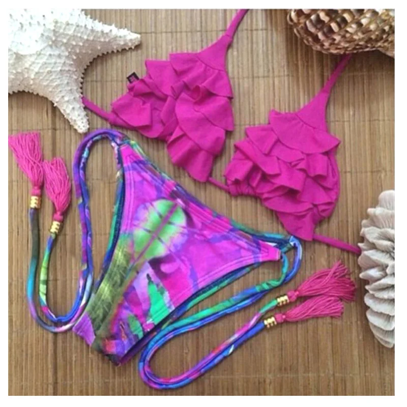 Карамельный цвет бикини 2015 новейшая супер милая пляжная одежда Maillot De Bain пуш ап