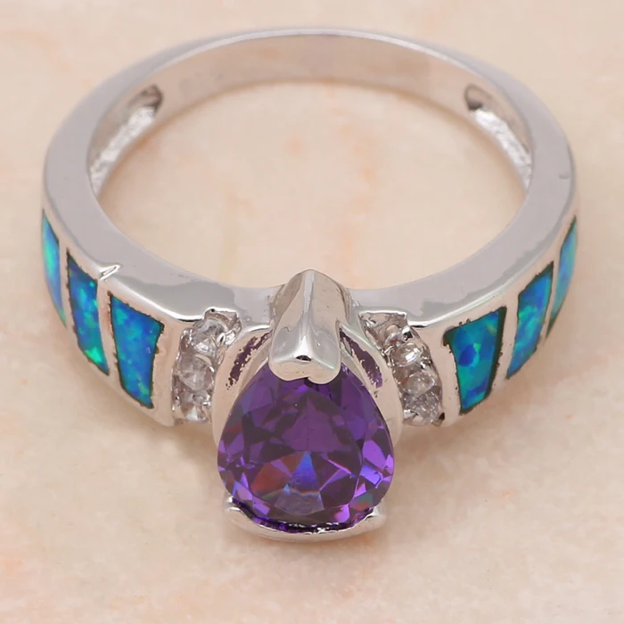 Циркон Оптовая и розничная Синий огненный опал штамп Серебряные кольца