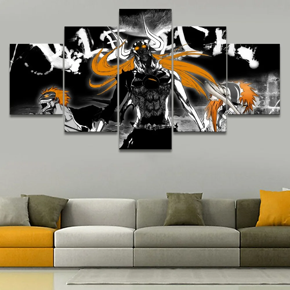 Картины на холсте домашний декор HD печать 5 шт. Ichigo Kurosaki аниме отбеливающие