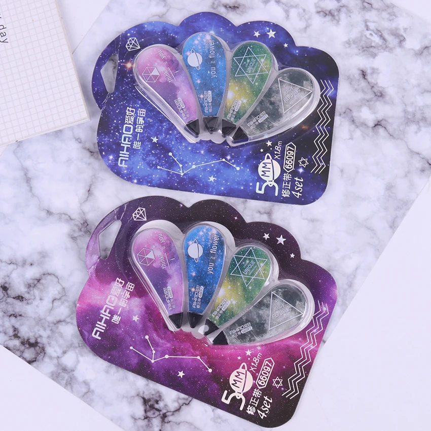 

4PCS/1Set Kawaii Starry Sky Type Corrector Correction Tape Diary Stationery Material Escolar Office School Supply