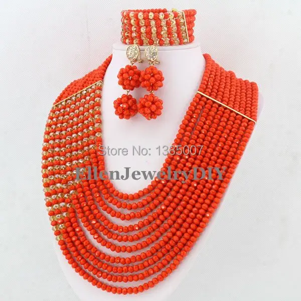 Free Shipping Fashion Bridal Crystal Jewelry Set African Handmade Beads Necklace Bracelet Earrings For Women WS3840 | Украшения и