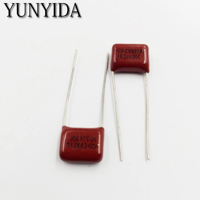 

Free Shipping 10pcs, CBB 103J 630V 10NF 0.01UF P10mm Metallized Film Capacitor 103 630V