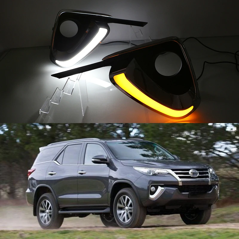 Автомобильные мигающие дневные ходовые огни 2 шт. для Toyota Fortuner 2015 2016 2017 2018