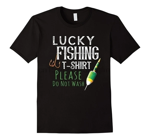 Футболка с надписью Lucky Fishing не стирается забавная Подарочная футболка для