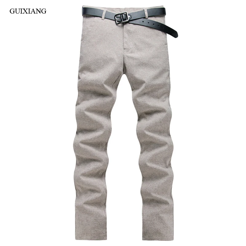 

New arrival style men boutique long pants high-quality fashion causal slim solid trousers men's straight thin leisure pants