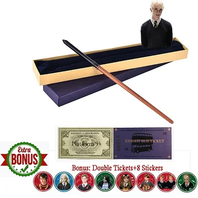 Malfoy 35 см металлический сердечник Гончаров Волшебная волшебная палочка Гермионы Дамблдор Волдеморт Северус Снейп Луна Рон волшебная палочка с подарочной коробкой hp Stick Toys - Цвет: Malfoy