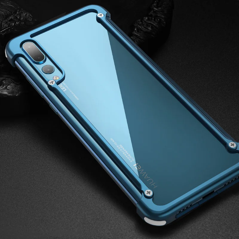 Oatsbasf Алюминиевый металлический бампер чехол для huawei P20/Pro Роскошная подушка безопасности Защита от падения Жесткий Чехол huawei P20 Pro Бампер - Цвет: Синий