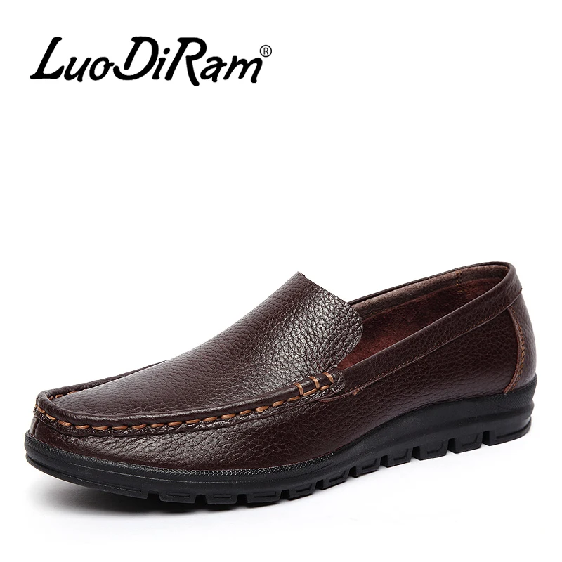 Бренд LuoDiRam Мода 2016 года большой Размеры мужские лоферы мужская кожаная обувь