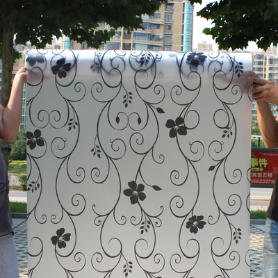 

90cmx4m White Black Flower window film Stained Window Glass Film Privacy Protection Decorative window stickers for Home decor