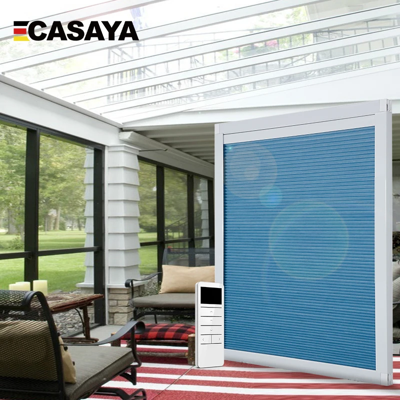 

High Quality Electric Skylight Honeycomb Sun room Light Transmission or Blackout cellular Smart Motorized Roof Blind custom size