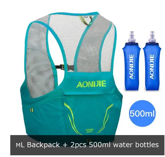 Green-ML-500ML AONIJIE 2.5L Outdoor Lightweight Hydration Backpack Rucksack Bag Vest Hiking Camping Running Marathon 500ML Soft Flask - Цвет: Green-ML-500ML