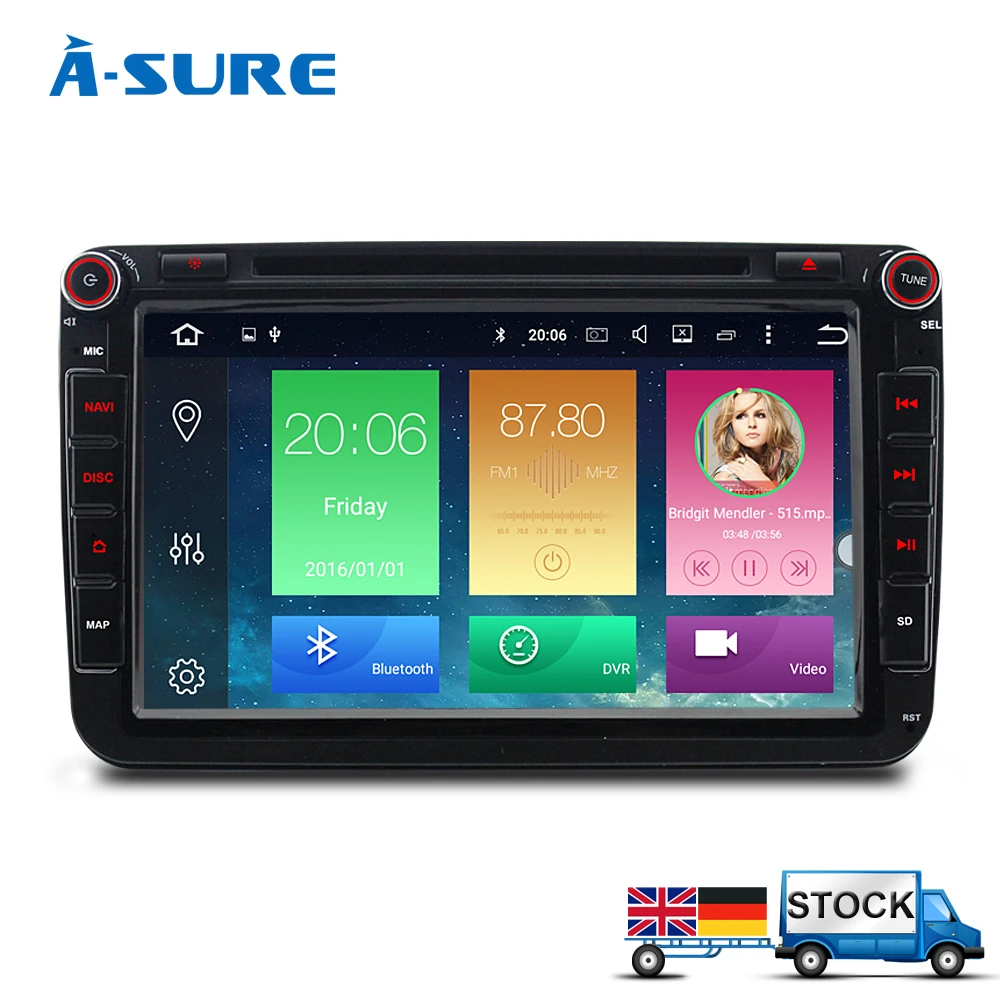 A Sure 2 Din Android автомобильное радио gps DVD для VW Passat B6 Golf 5 6 Tiguan POLO Sharan Touran skoda octavia